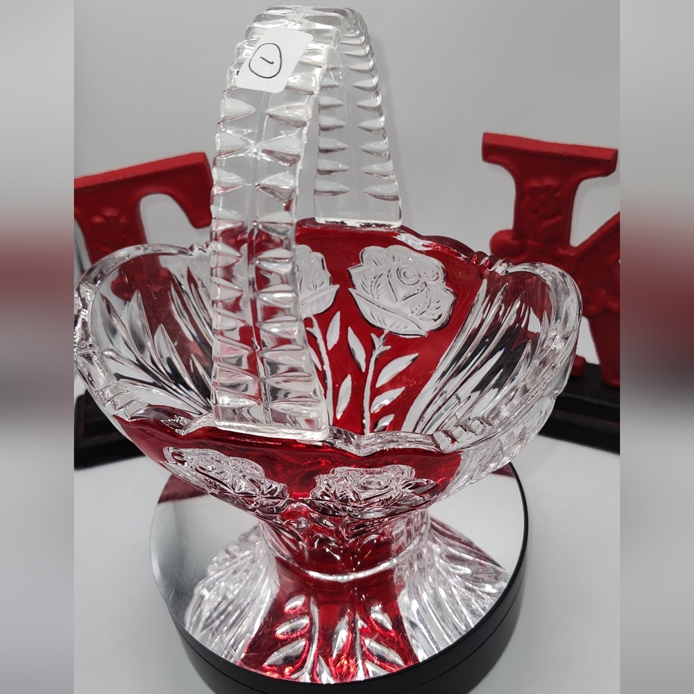 Vibrant Red and Clear Glass Accent Bowl